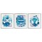 Stupell Industries Blue Gamer Splatters 3pc Framed Print Under Glass Set, design by Marcus Prime